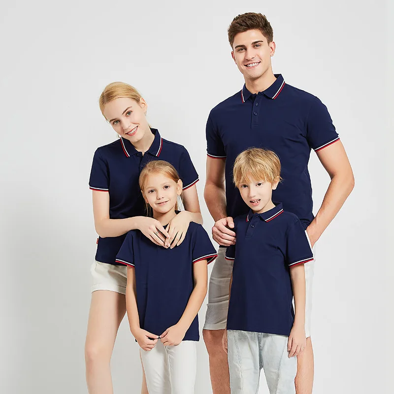 Manufacturers Wholesale Summer New  Family Matching Short-Sleeved Lapel Polo Shirt Parent-Child