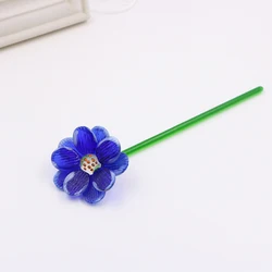 Delicate Handmade Craft Glass Long Stem Flower