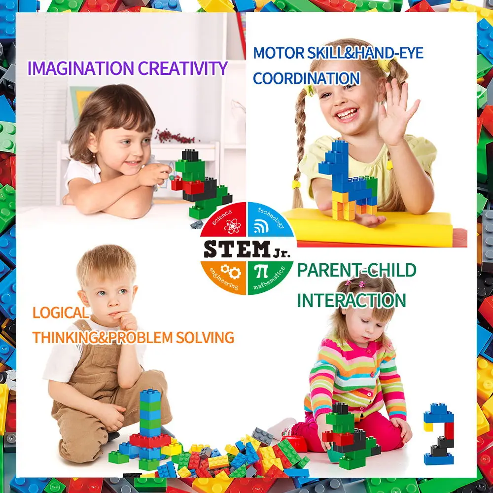 1000pcs Classic Building Bricks STEM Construction Blocks Toy Game Science Engineering Maths Educational Fancy Bricks