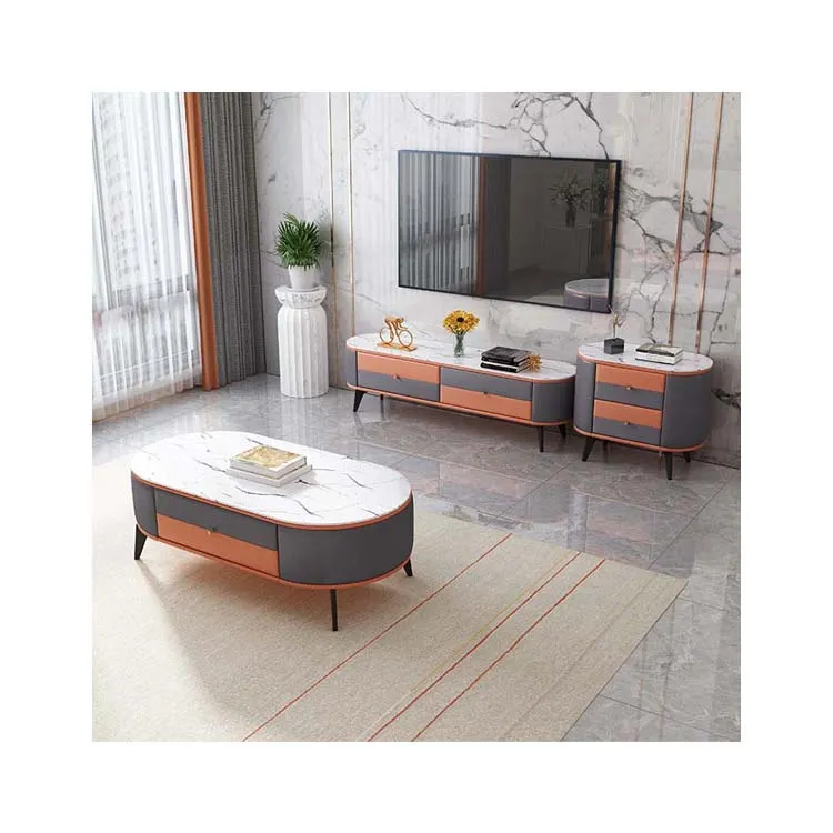 Nordic style marble TV cabinet coffee table combination TV cabinet set modern minimalist net red light