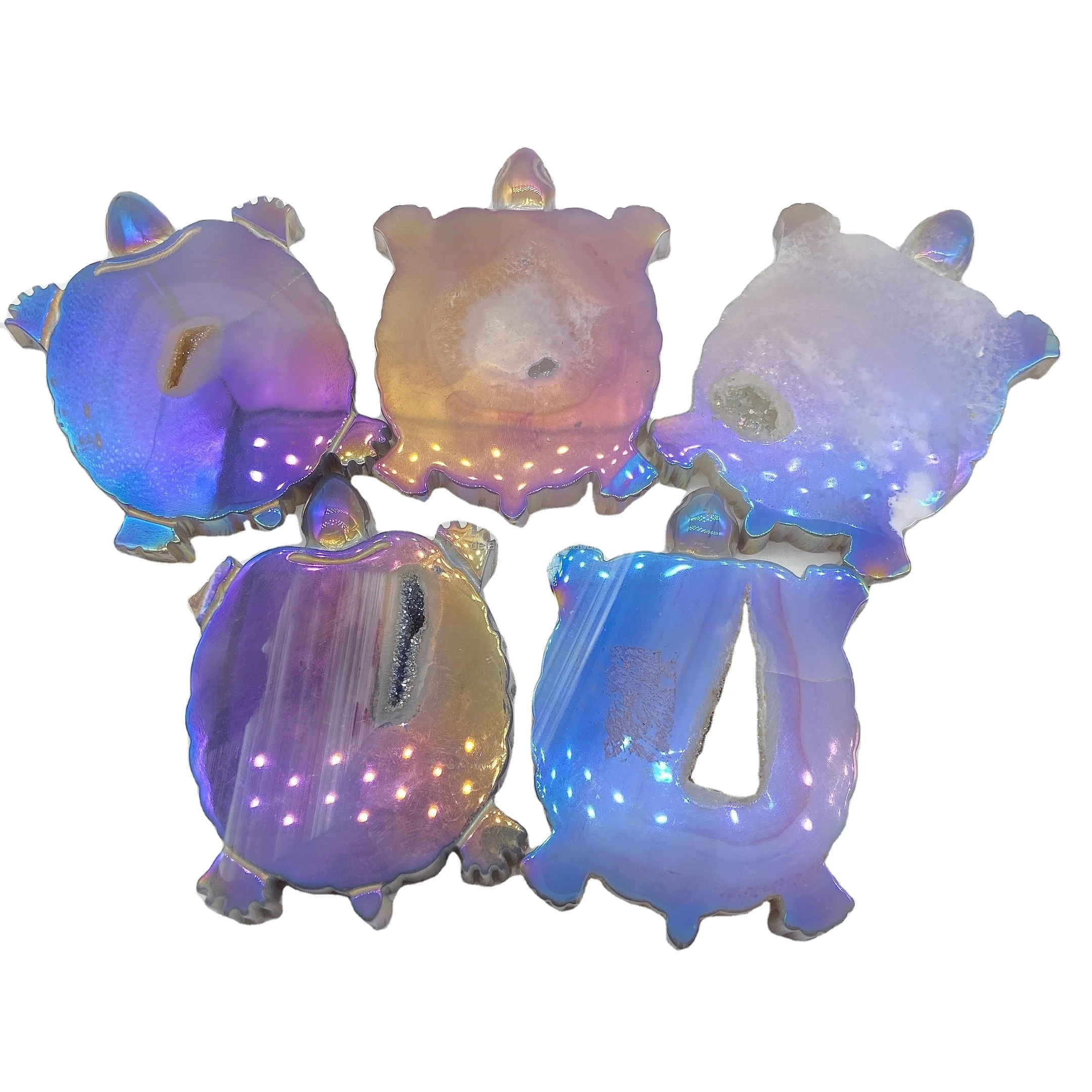 Folk Crafts Natural Carved Crystals Healing Stones Angel Aura Crystal Aura Agate Geode Tortoise For Decoration