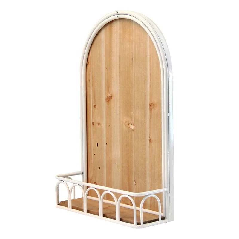 Modern Arch Shape Decorative Wood Metal wall mount floating storage Shelf for home decor