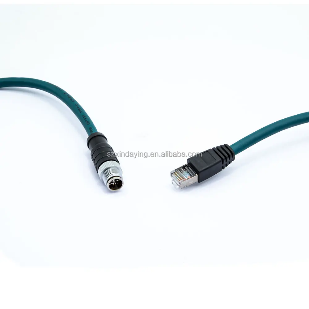 DYTECH M12 x-code 8pin Position X-Coded to RJ45 Shielded Ethernet Network Cord Cat5e Waterproof Cable 3M For industrial camera