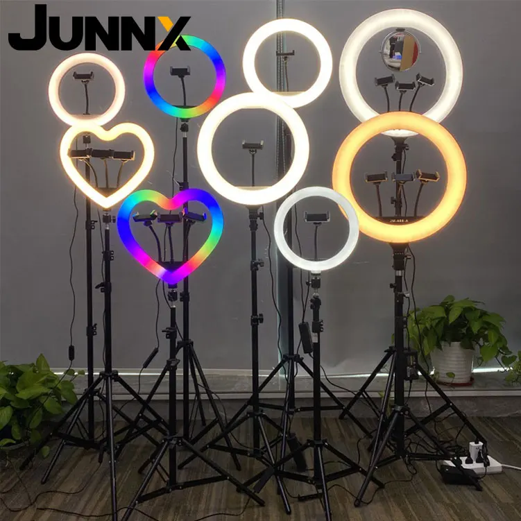 JUNNX 6/8/10/12/14/16/18/20/21 Anillos de Luz Ringllights Big Small Table Ring Light Lamp with Tripod Stand for Tiktok