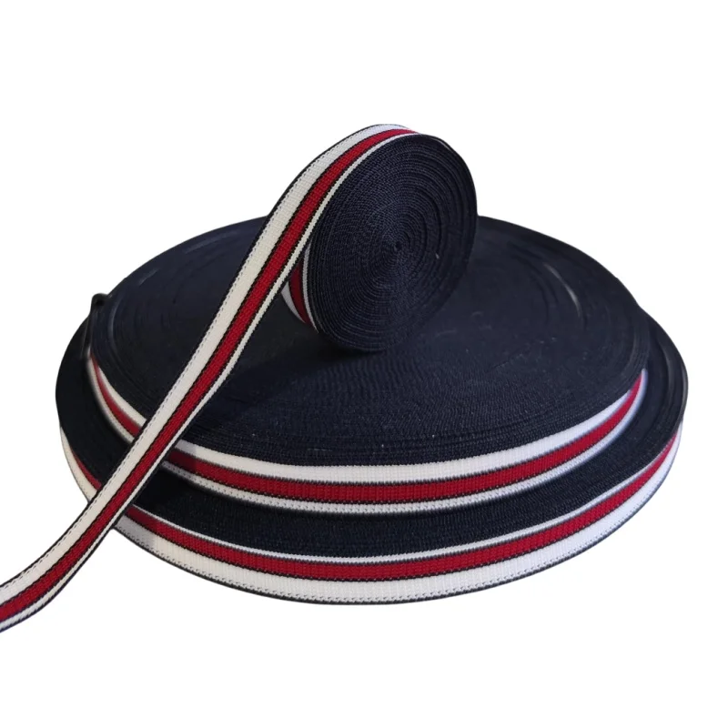 OEM Factory Garment Accessories Multi-color Knitted tape Stripes Knitting webbing belt for Trims Clothes pants