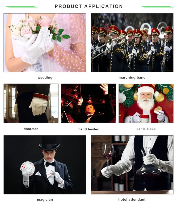Etiquette Comfortable Ceremonial Formal Parade Uniform Cotton Traffic White Hand Gloves With Ribs Snap