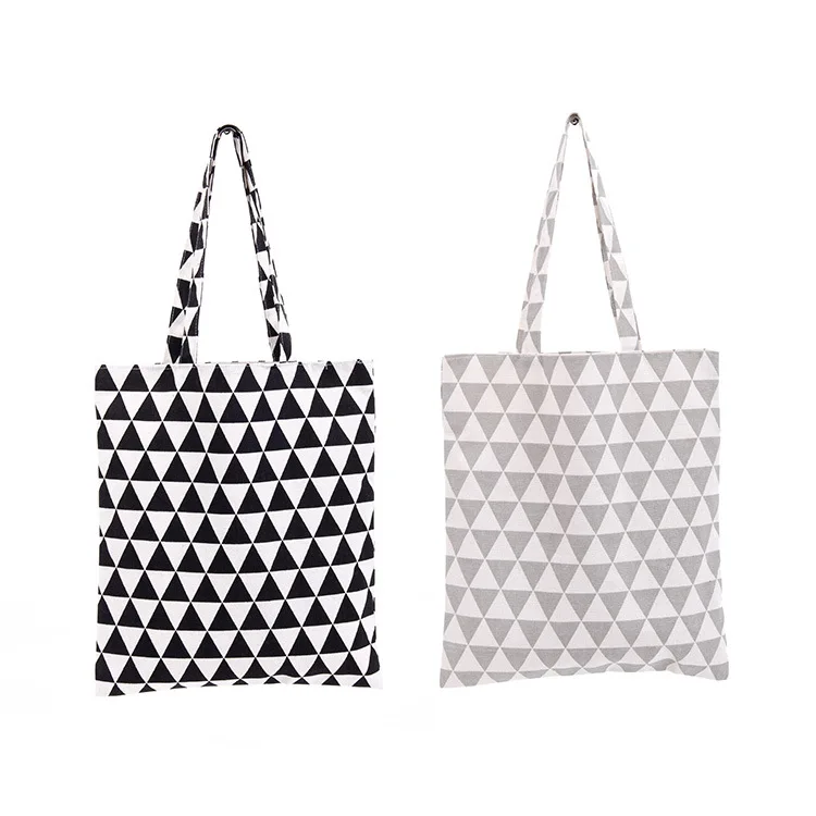 Double layer zipper portable shopping bag, artistic, fresh, simple, versatile, and solid color student canvas bag