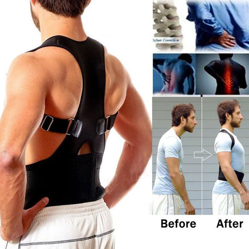 Back Posture Corrector Adjustable Magnetic Therapy Posture Corrector Brace Shoulder Back Brace Support Belt No Slouching Unisex