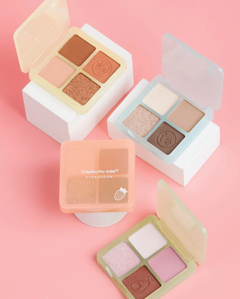 2022 NEW cosmetic products 4 colors eyeshadow acrylic colorless logo glitter and matte for eye maquillage palette