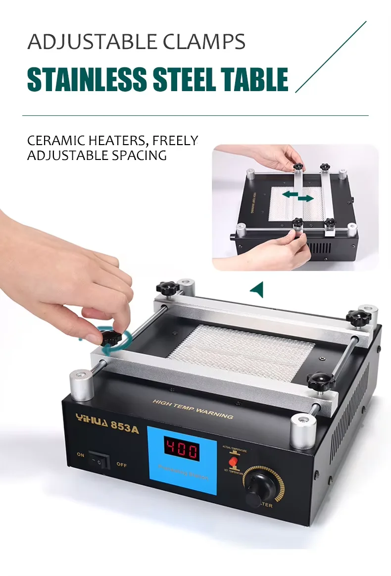 YIHUA-853A Digital Display BGA Rework Station Constant Temperature Heating Station Preheat Soldering Station