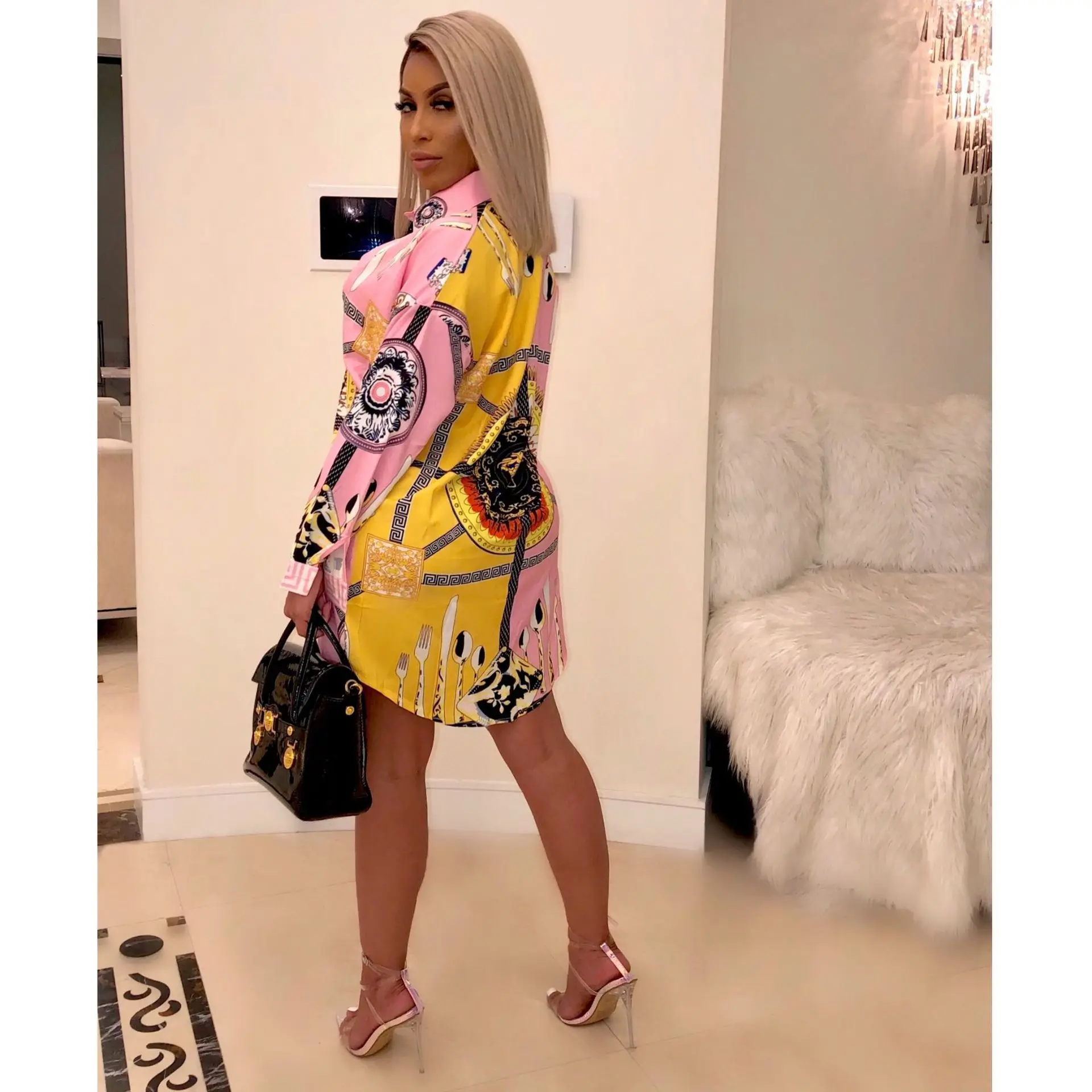 
BN-ZR12 Woman Clothing Shirt Dress Casual Dress Girl Lady Women Spring Summer Autumn Winter Loose Print 2 Pcs High Qualiy Adults 