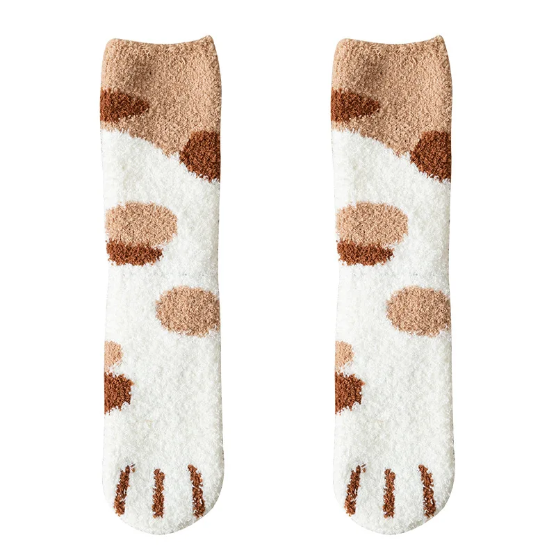 Warm Cat Socks Fluffy Soft Cat Paw Socks Winter Plush Slipper Socks