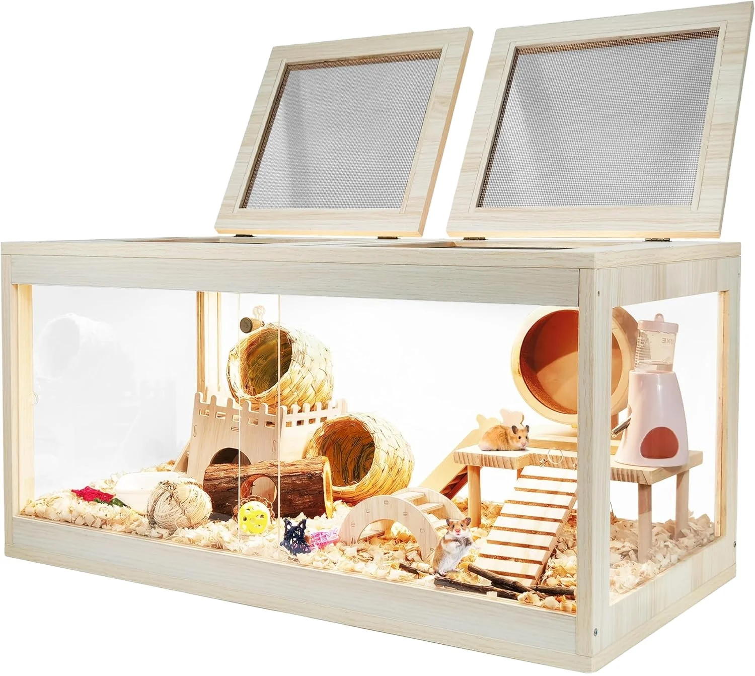 Mice and Rat Habitat Openable Top with Acrylic Sheets Solid Built Wooden Hamster Cage