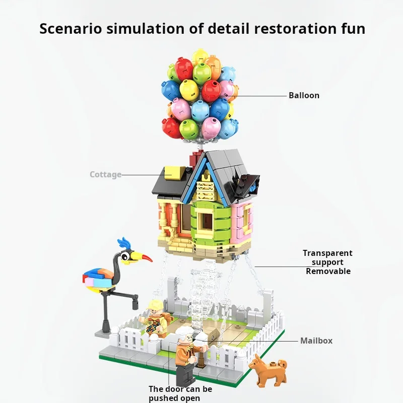 686pcs Up Balloon Flying House Building Block Model Set Creative Suspended Anti-Gravity Toy Balloon House Building Kit