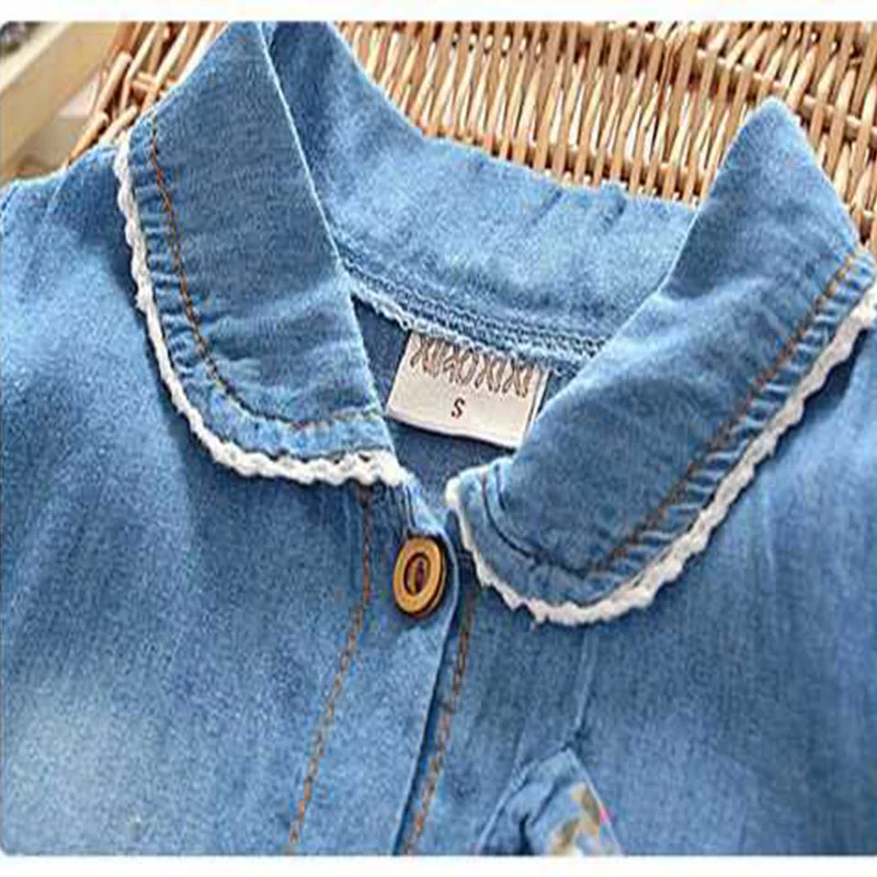 2024 New Fashion Baby girl dress  Toddler Bowknot Short Sleeve Princess Denim Dress