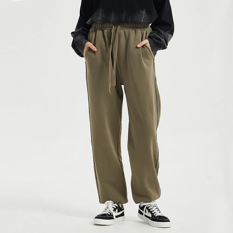 High Street Batik Washed Vintage Mens Casual Trousers Loose Wide Leg Washed Men French Terry Sweatpants