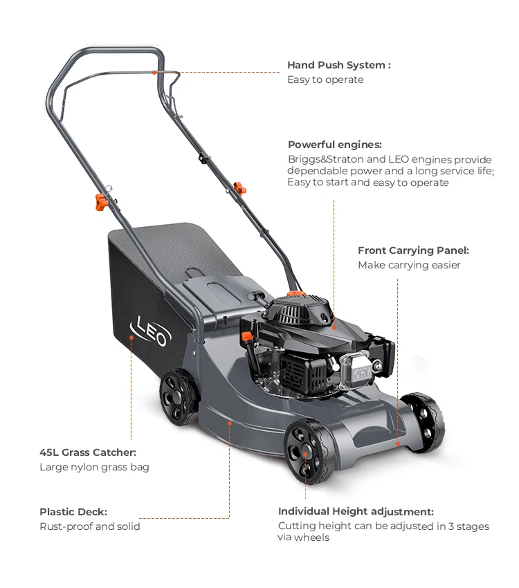 LEO LM40 China supplier best price Lawn Mower Engine Hand Push gasoline lawn mower