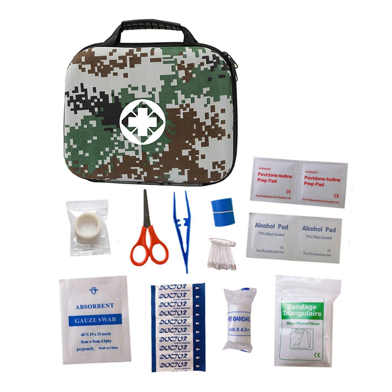 Car Home Traveling Camping Office Sports Bag Reflective Cross Fully Stocked First Aid Box Set 11 PCS with Essential Accessories