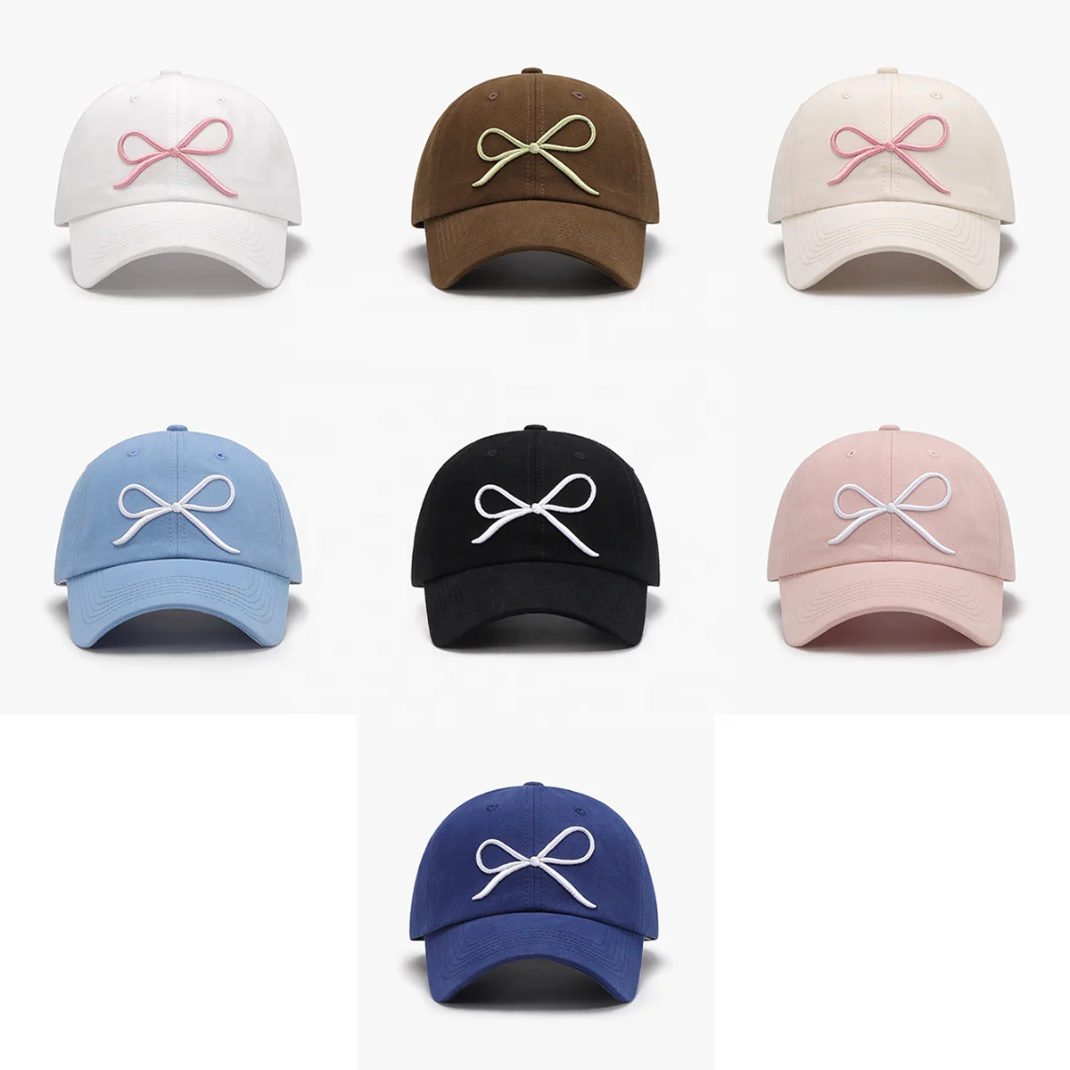 WD-A1137  Fashion 3D Embroidery Bow Female Sunscreen Blue Baseball Cap