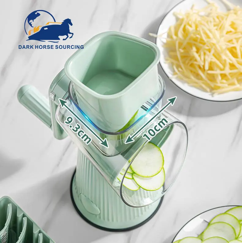 Manual Rotary Cheese Grater with Handle 5 in 1 Replaceable Stainless Blades Cheese Shredder Vegetable Slicer