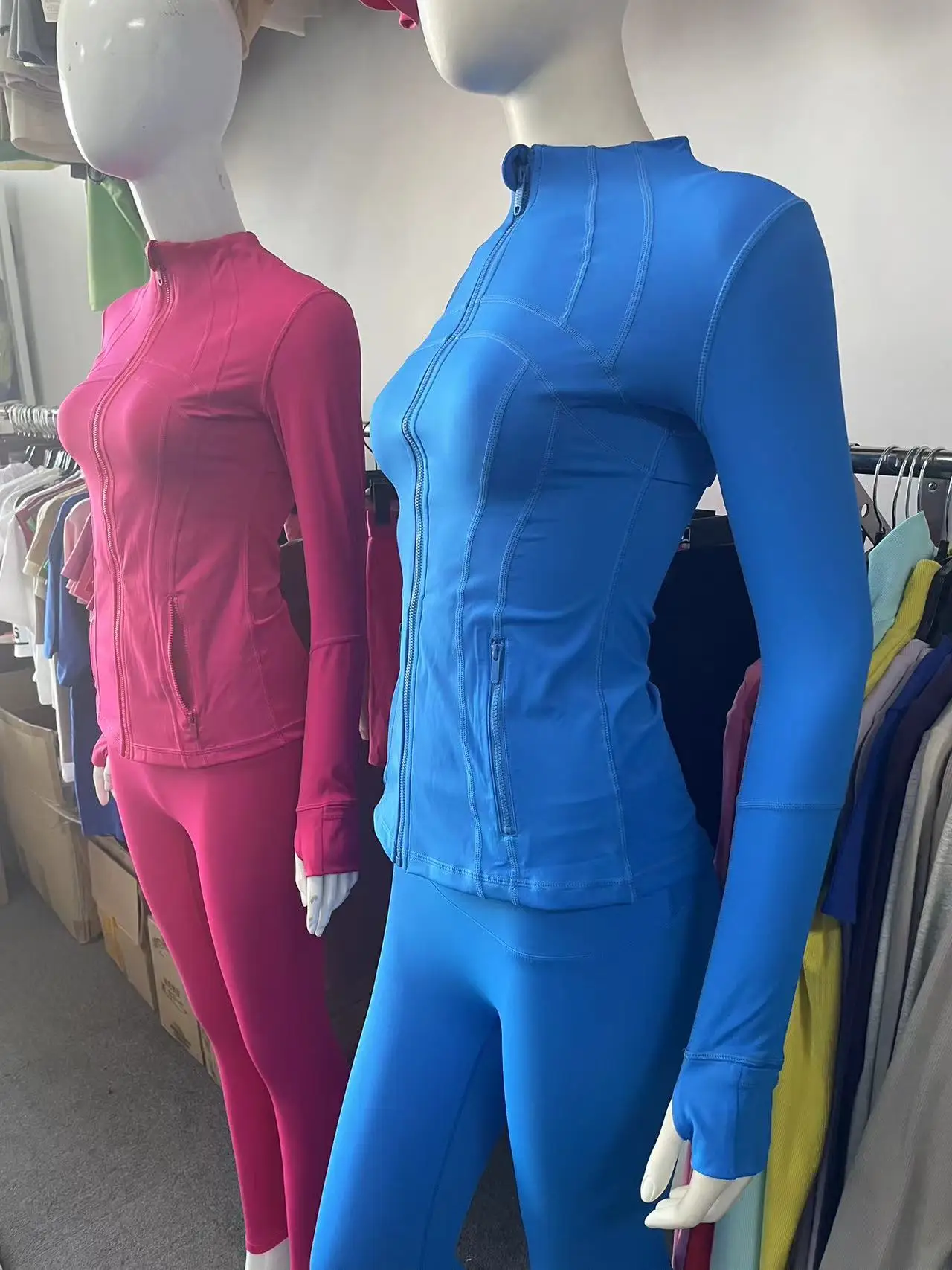 Tracksuit Sportswear Outdoor Yoga Jackets Sets For Women Jacket Crop Top Zip Up Sleeve Sports Jacket With Leggings 2 Piece Sets