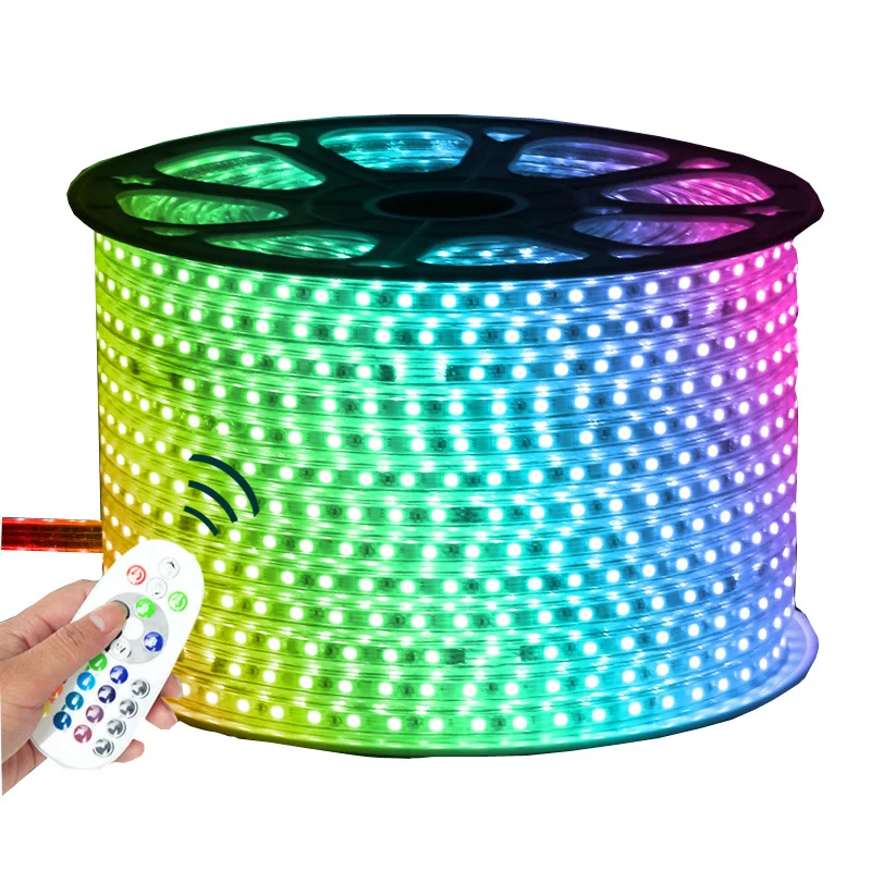 AC220V LED Strip 5050 Colorful Waterproof 14.4W/M Plum Blossoms Horses Running Chasing LED Strip Lights Indoor Outdoor Landscape