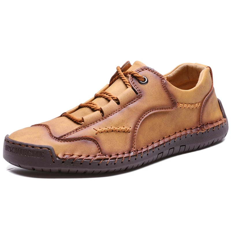 New Arrivals Lace-Up Mens Casual Leather Shoes Anti-Slip Handmade Genuine Leather Moccasin Man Shoes