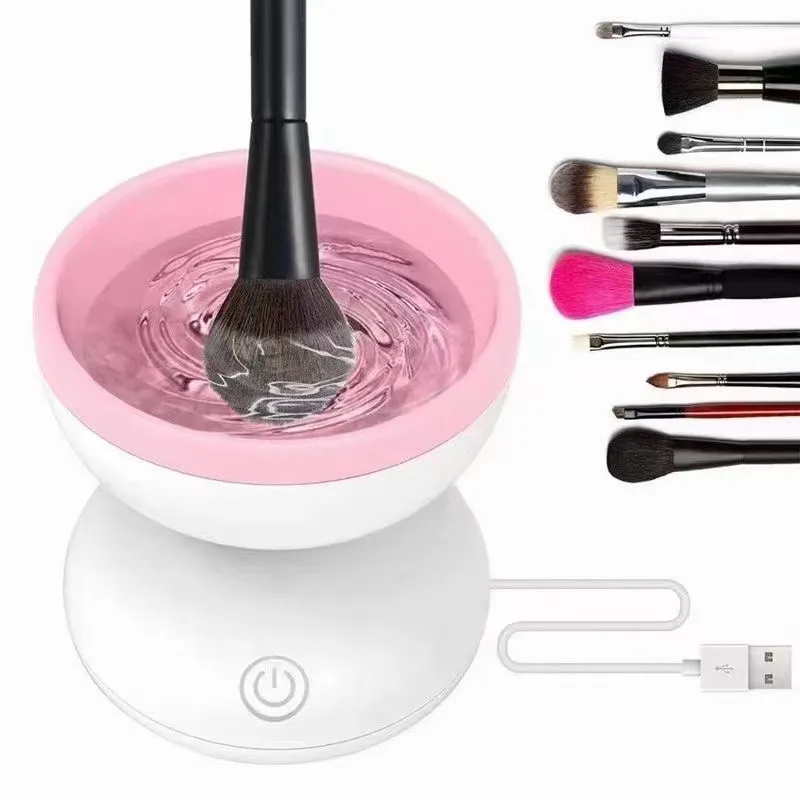 Pink Washing Tool USB Portable Deep Clean Cosmetic Brushes Automatic Electric Brush Silicone Makeup Brush Cleaner Machine