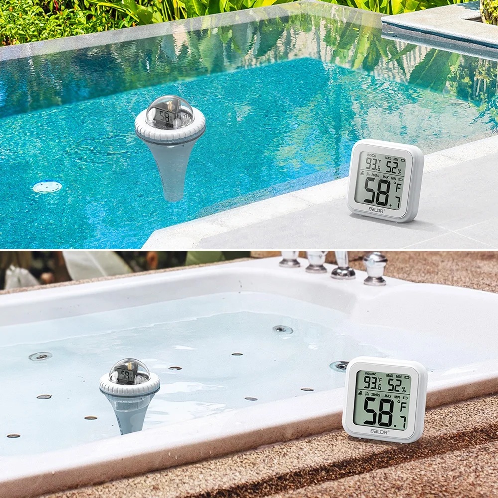 BALDR Wireless Pool Thermometer For Water Temperature Monitor Swimming Pool Thermometer with Clear LCD Display