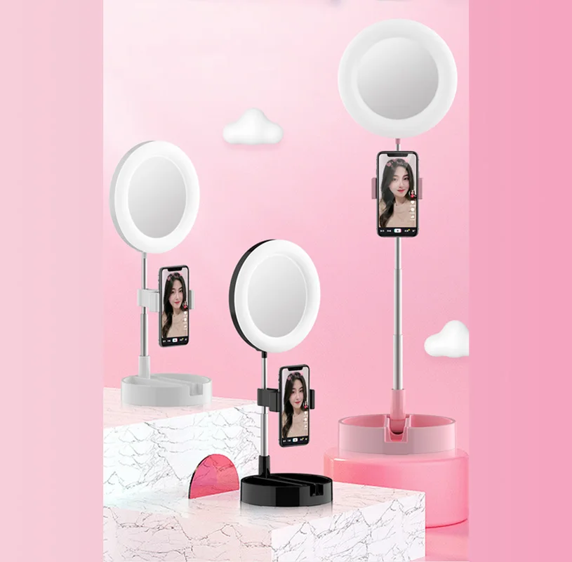 Portable Mini 6 Inch  Desktop Ring Light Led Photographic Lighting With Storage Stand And Phone Clip For tik tok/youtube/Makeup