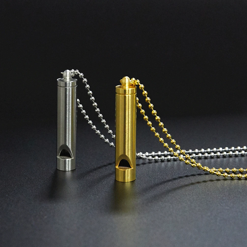Alin Stainless Steel Stock Anti Anxiety Gold And Silver Necklace Whistle Anxiety Meditation Healing Pendant