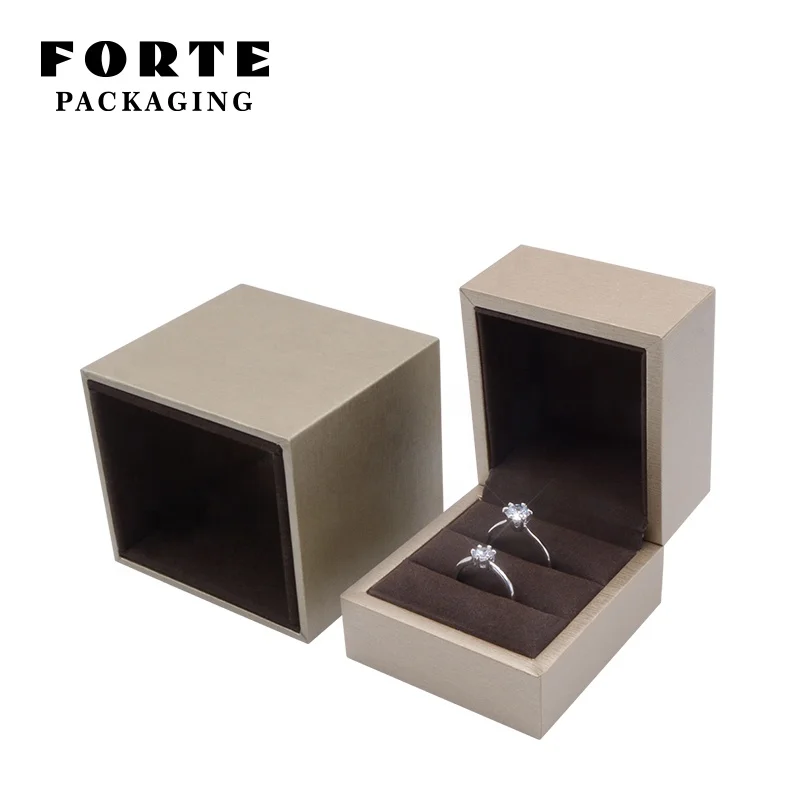 FORTE Gold Luxury Custom Logo eco pull out drawer double ring necklace boxes jewellery boxes packaging