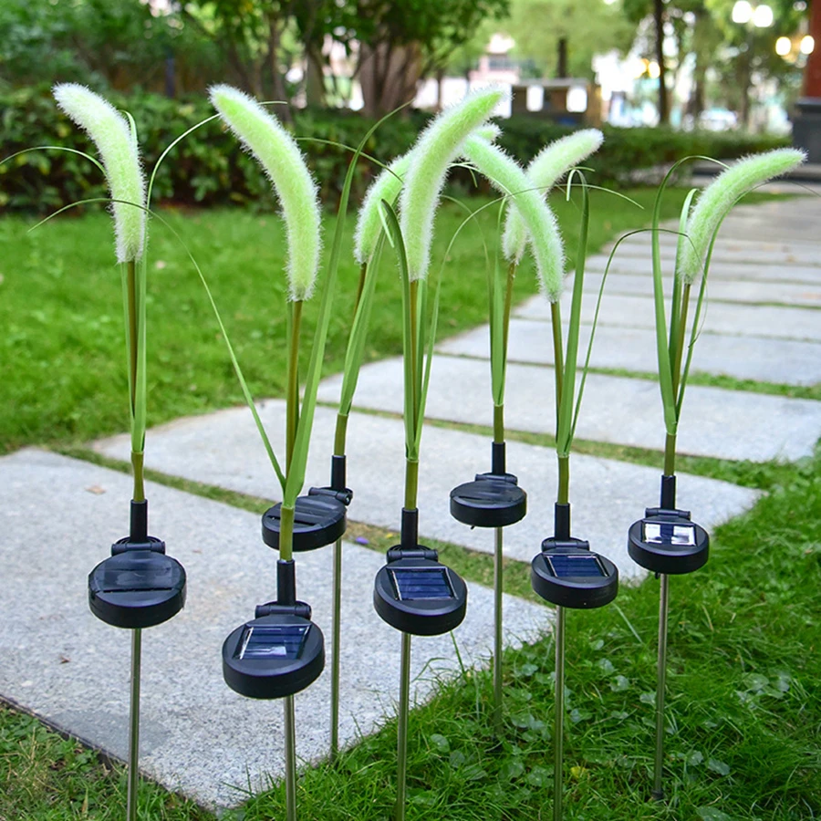 Factory Hot Sale Waterproof Solar Yard Garden Lawn Decoration Lamp Led Reed Ground Plug Light