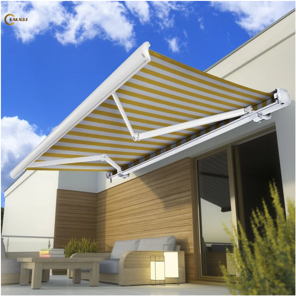 KAKADU Wall Mounted Motorized Manual Awning Waterproof Awning Retractable Patio Balcony Awning Outdoor