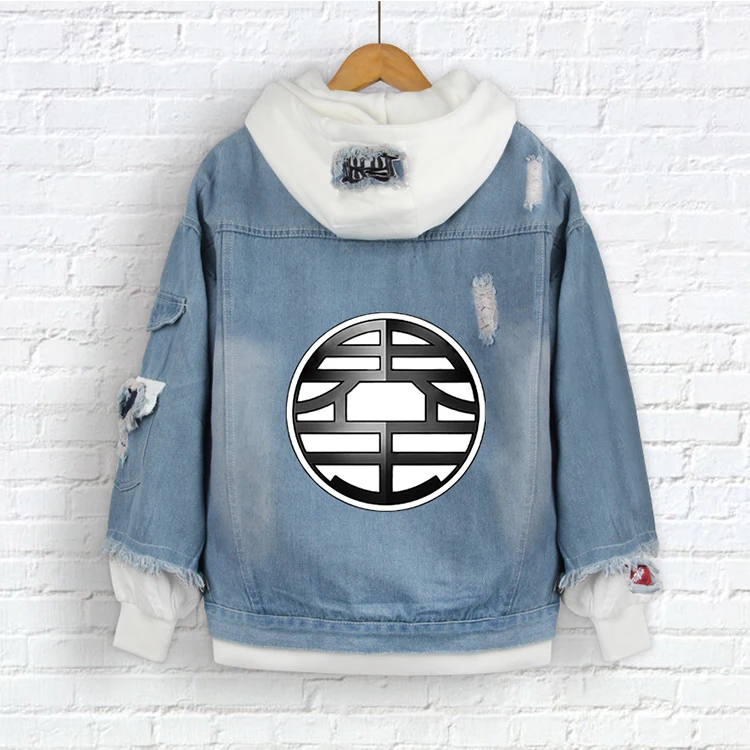 
Anime Son Goku blue denim coat men wholesale custom cartoon character printed denim clothes dragon ball clothes 