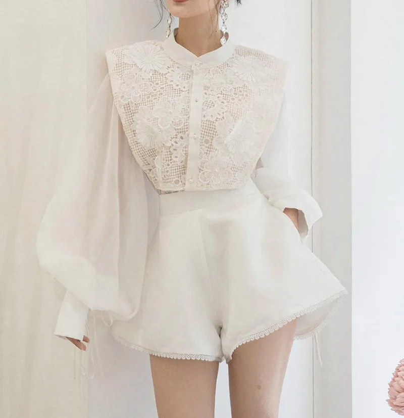 2024  Spring Vietnam Design Light Luxury Lace Crocheted Daily Commute Solid Color Suit