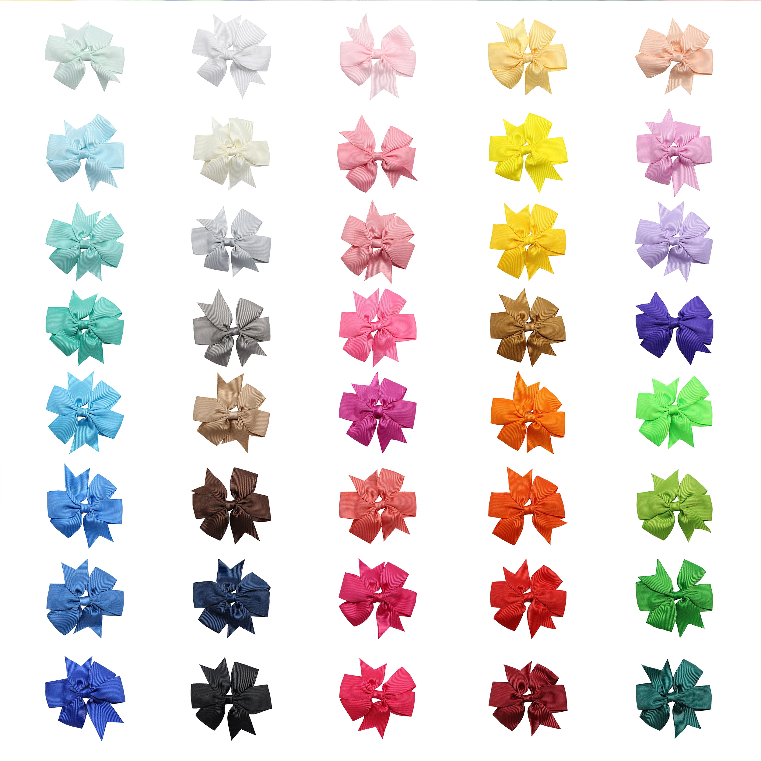 Lirong  40 PCS 3inch Hair Bows For Girls Grosgrain Ribbon Large Boutique Bow Alligator hair clips for Teens Kids