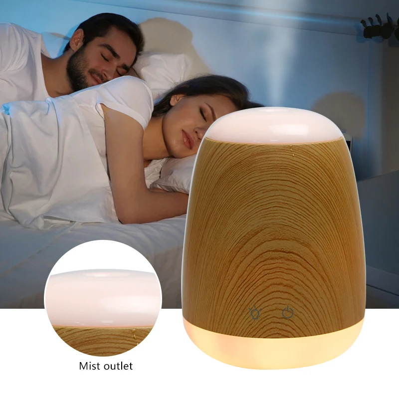 Room Colorful LED Mini Water Mist Essential Oil Diffuser Air Humidifier Aromatherapy Wood Grain Humidifier