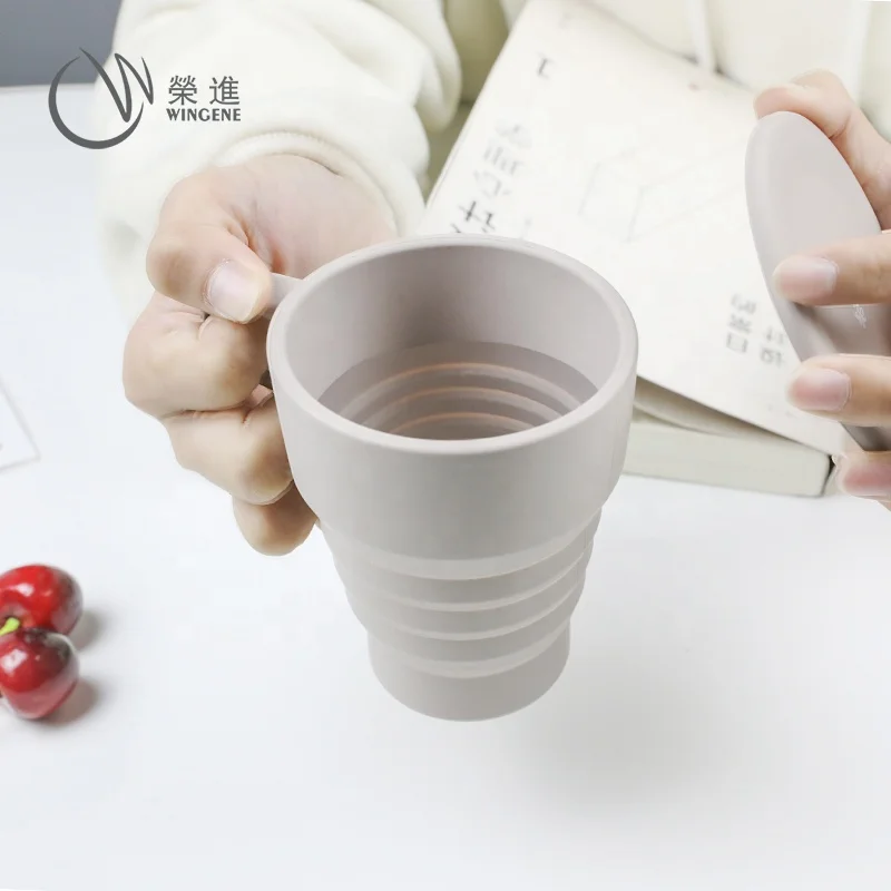 Wingenes Custom Logo Silicone Folding Coffee Cup Collapsible Drinking Mug