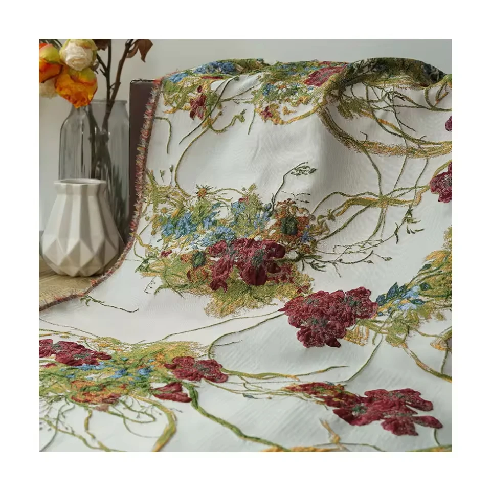 New fashion yarn dyed elegant 3d flower jacquard brocade fabrics for ladys dress garments