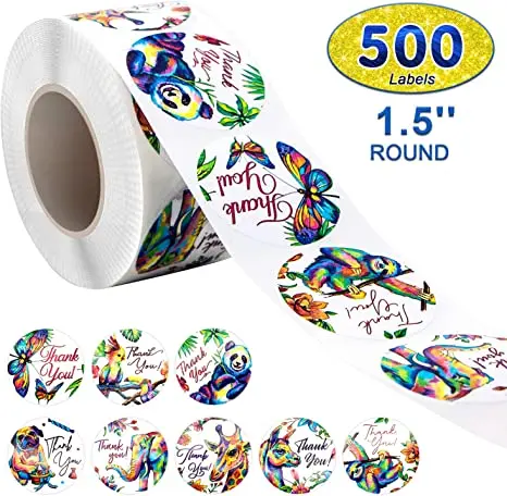 Wholesale Self Adhesive Round Waterproof Vinyl Label Custom size Kraft Paper Thank You Stickers With Logo