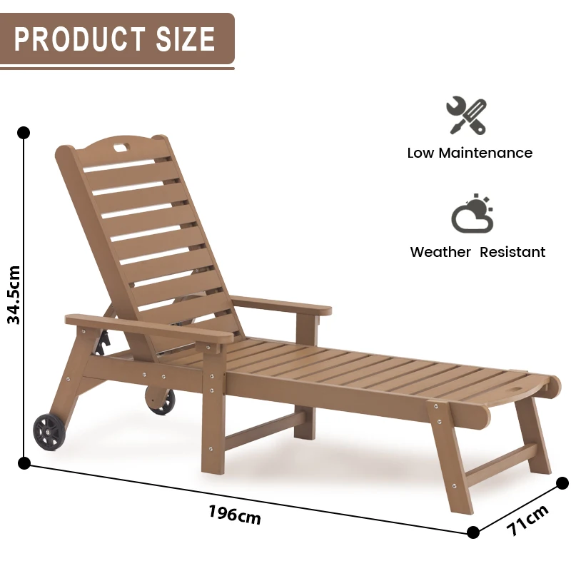 Plastic pool lounge chair with adjustable back outdoor day bed patio furniture sun loungers chaise Outdoor Balcony Lounge Chair