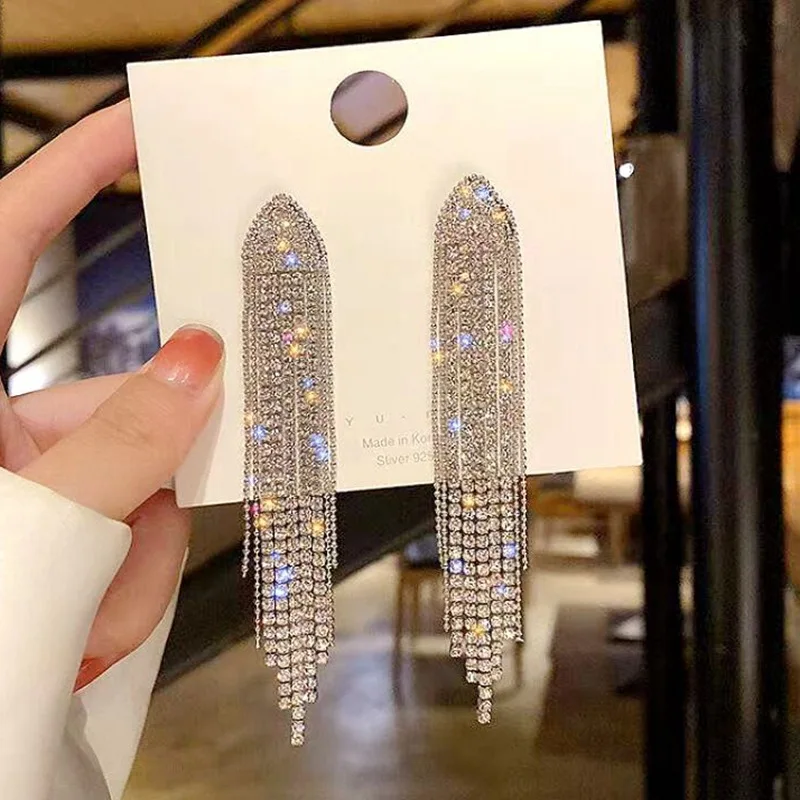 Fashion Earrings 2022 Tassels Multi Design Rhinestone Clip On Tassel Diamond Earrings