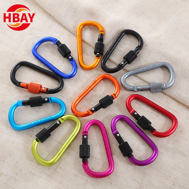 Factory direct sales thick 8CM with lock D-type climbing buckle quick hanging nut buckle aluminum alloy backpack buckle
