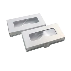 Pure White Drawer Shape Eyelashes Boxes with Ribbon Handle for Portable Use Cosmetic Box