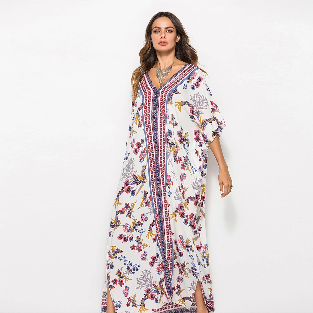 
2021New Summer Beach Fashion Sexy South American Print Plus Size Casual Dress 