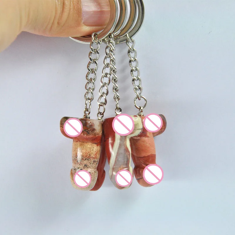 Crafts Best Value of Mix Gemstone phallus Keyring Semi-precious stones Keyring For Sale gift
