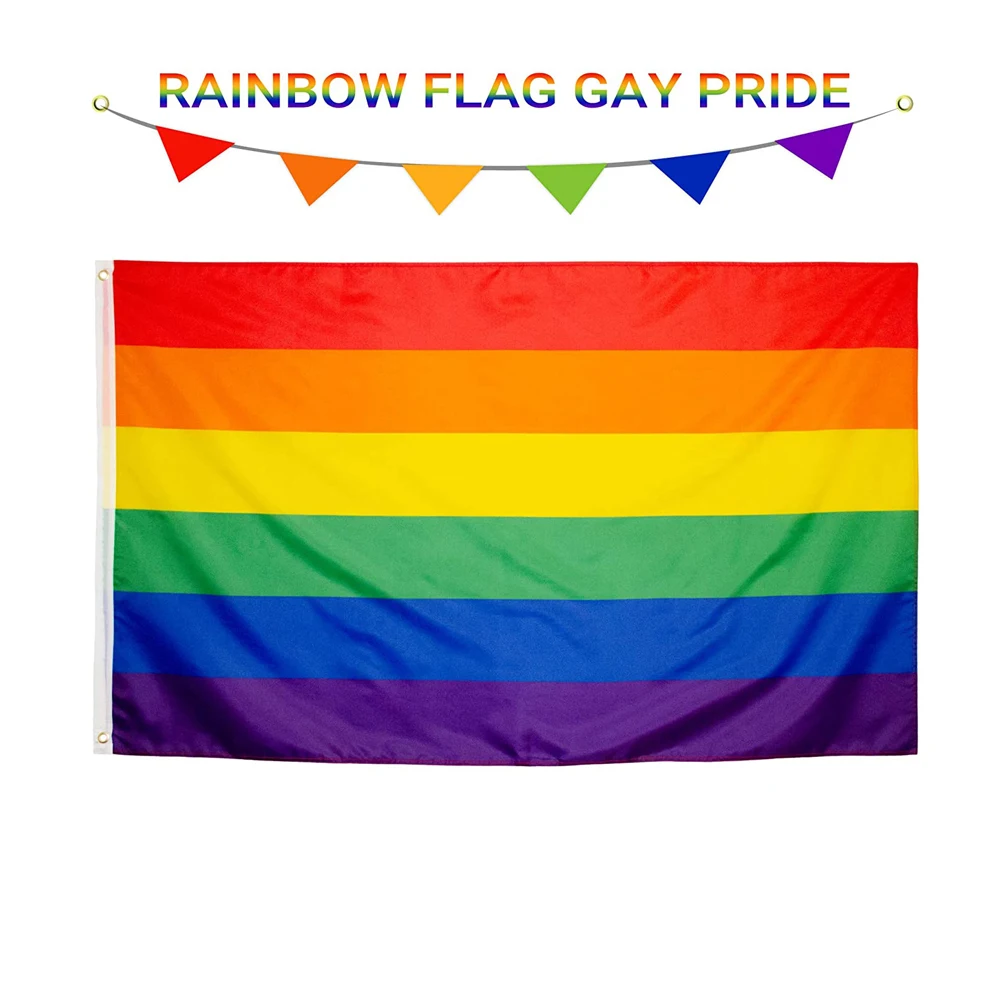 outdoor plastic pole hang waving flag rainbow flag wholesale  rainbow lgbt flag