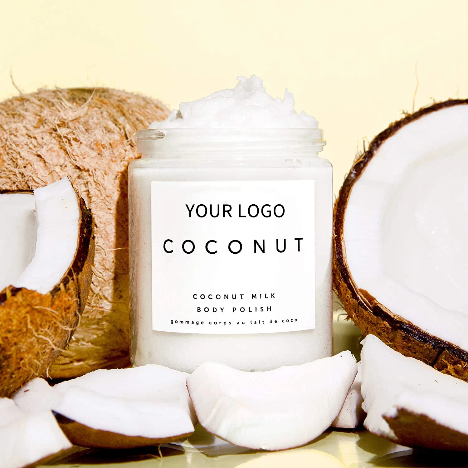 Factory Price Coconut Face Scrub 100% Pure Coconut Milk Body Scrub Brightening Whitening Organic Exfoliating Coconut Scrub Salt