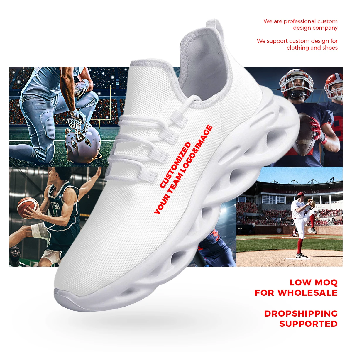 Wholesale 1 MOQ Dropshipping Customized Printed Logo Football Team Cowboys Sepatu Sneaker Women Mens Casual Shoes